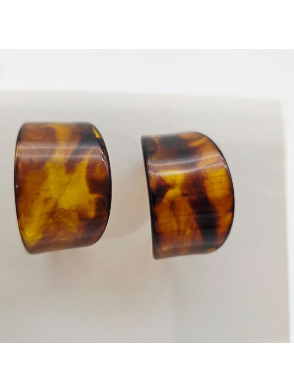 Tortoise Shell Acrylic Hoop Earrings With Post Backs For Women Large